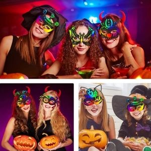48 Pieces Halloween magic rainbow scratch paper art mask crafts kits skeleton ca